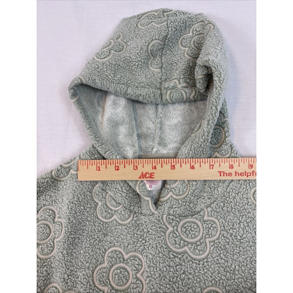 NO BOUNDARIES Pullover Hoodie Women/Jr Sz S 3-5 Green Flower Fleece Cinch-Waist - Picture 9 of 16